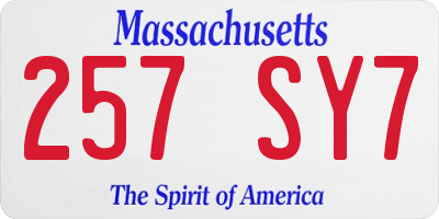 MA license plate 257SY7