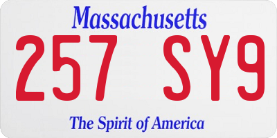 MA license plate 257SY9