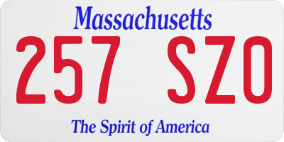MA license plate 257SZ0