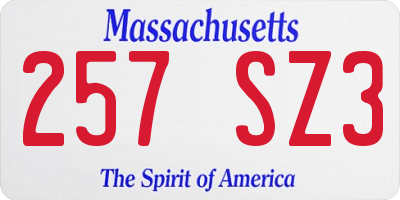 MA license plate 257SZ3