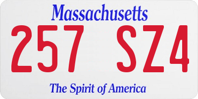 MA license plate 257SZ4