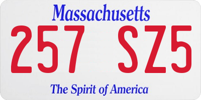 MA license plate 257SZ5