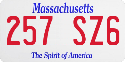 MA license plate 257SZ6