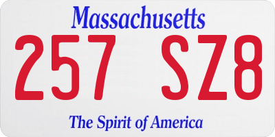 MA license plate 257SZ8