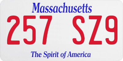 MA license plate 257SZ9