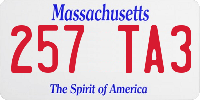 MA license plate 257TA3