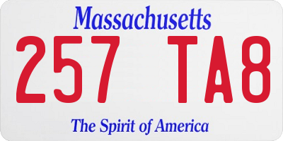 MA license plate 257TA8