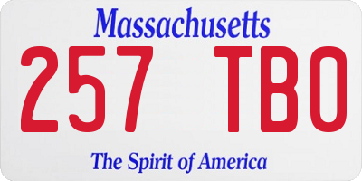 MA license plate 257TB0
