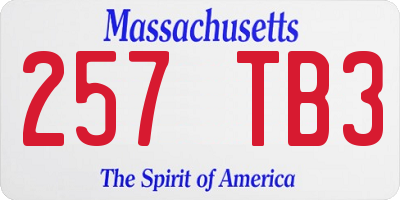 MA license plate 257TB3