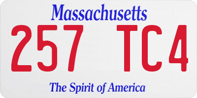 MA license plate 257TC4