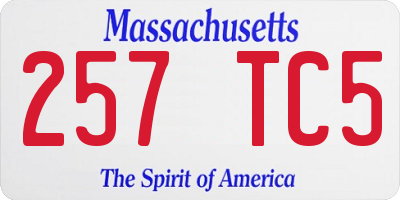 MA license plate 257TC5