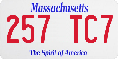 MA license plate 257TC7