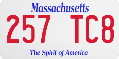 MA license plate 257TC8