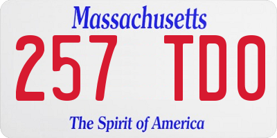 MA license plate 257TD0