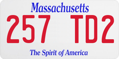 MA license plate 257TD2