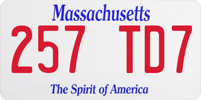 MA license plate 257TD7