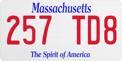 MA license plate 257TD8