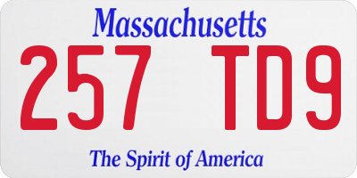 MA license plate 257TD9