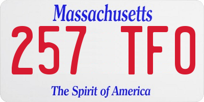 MA license plate 257TF0