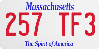 MA license plate 257TF3