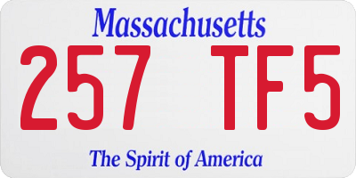 MA license plate 257TF5