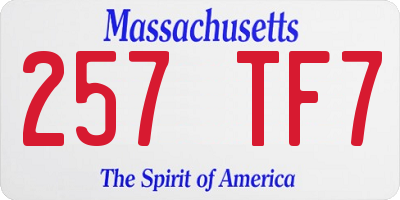 MA license plate 257TF7
