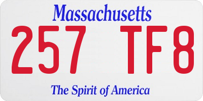 MA license plate 257TF8