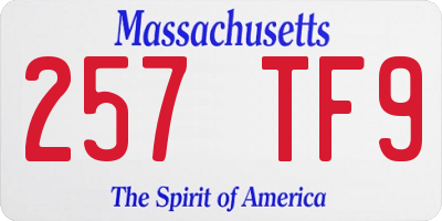 MA license plate 257TF9