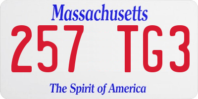 MA license plate 257TG3