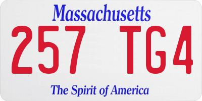 MA license plate 257TG4