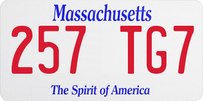 MA license plate 257TG7
