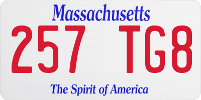 MA license plate 257TG8