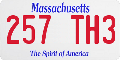 MA license plate 257TH3