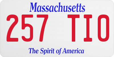 MA license plate 257TI0