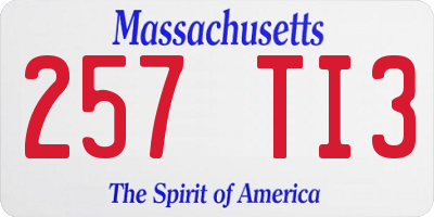 MA license plate 257TI3