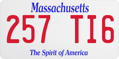 MA license plate 257TI6