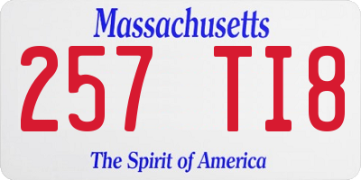 MA license plate 257TI8