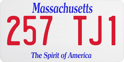 MA license plate 257TJ1
