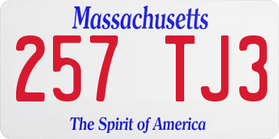 MA license plate 257TJ3