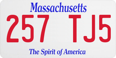 MA license plate 257TJ5