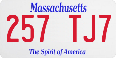MA license plate 257TJ7