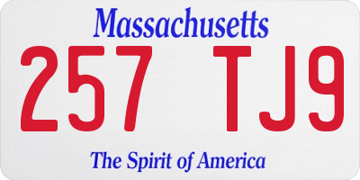 MA license plate 257TJ9