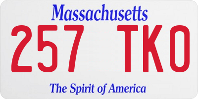MA license plate 257TK0