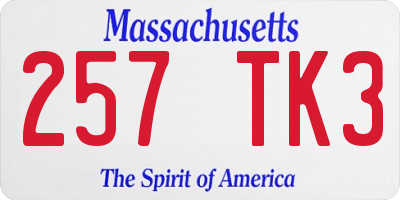 MA license plate 257TK3