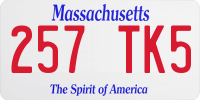 MA license plate 257TK5