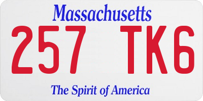 MA license plate 257TK6