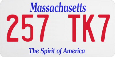 MA license plate 257TK7