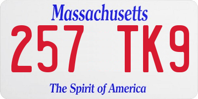 MA license plate 257TK9