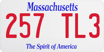 MA license plate 257TL3