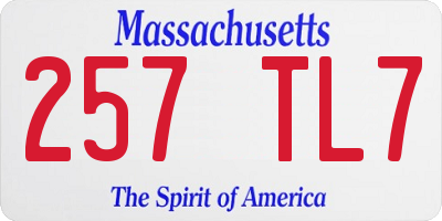 MA license plate 257TL7